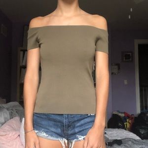 MISS SIXTY off the shoulder green top